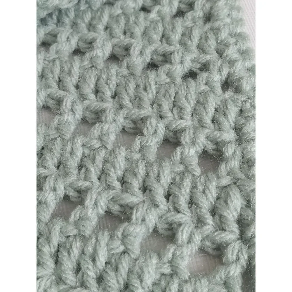 Handmade Boho Sage Green Acrylic Crochet Triangle Bandana Hair Scarf One Size